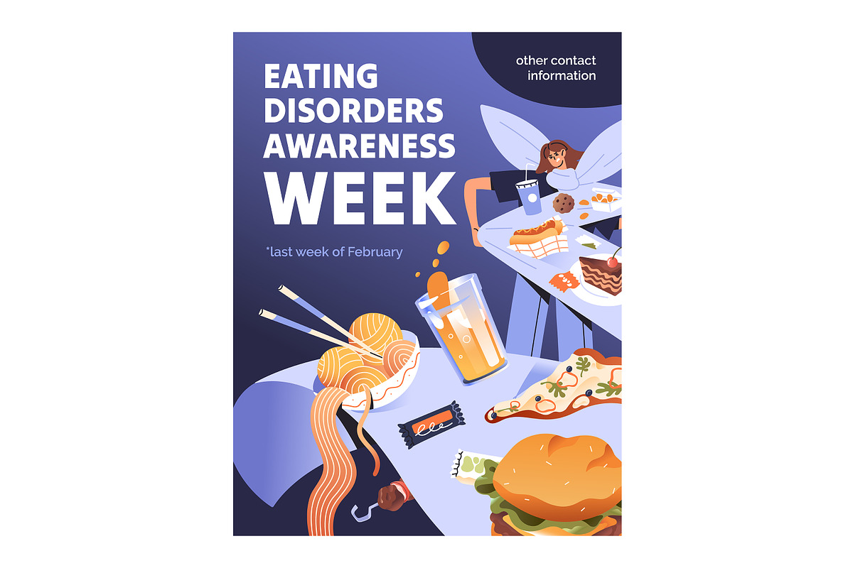 Eating disorders concept set, poster, a Food Illustration by PaperTrident (Photo 8 of 9)