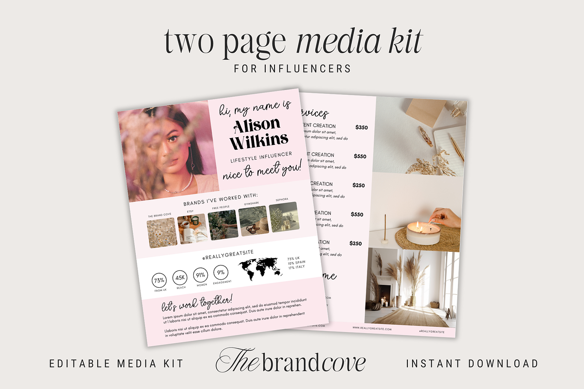 Influencer Media Press Kit, a Resume Template by thebrandcove (Photo 1 of 5)