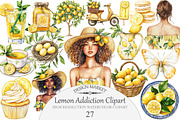 Watercolor Lemon Addiction Clipart, an Illustration by Design Market (Thumbnail 1 of 4)