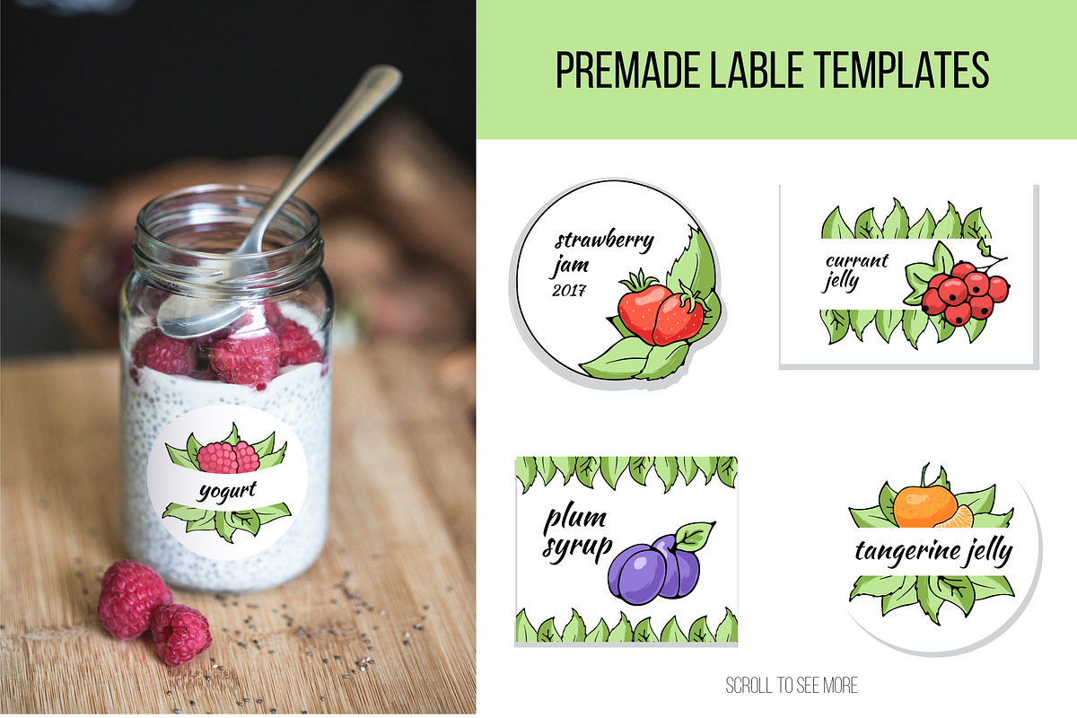 Fruit&berry clipart + label template, a Decorative Illustration by Pikovit (Photo 4 of 13)