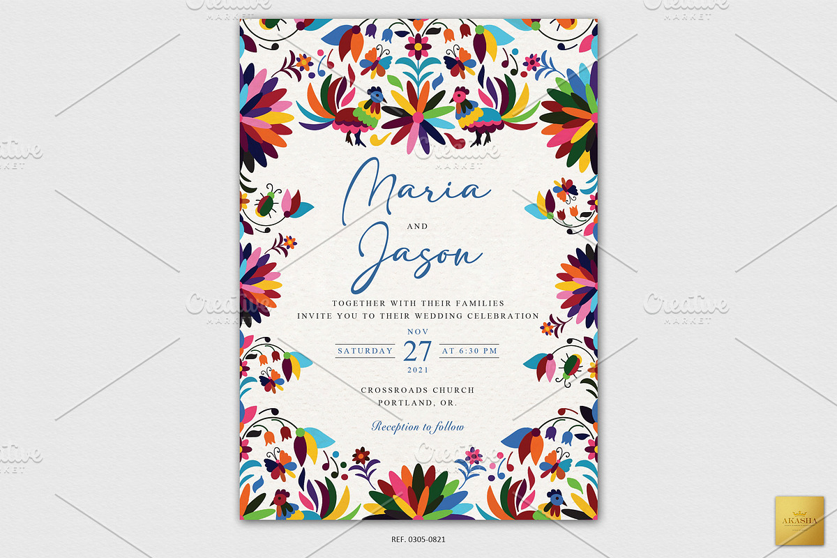Mexican Wedding Invitation | CANVA, a Stationery Template by Creative Market (Photo 1 of 2)