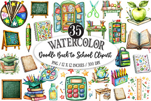 Doodle Back to School Clipart, a Seasonal Illustration by Designking
