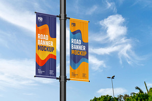 Street Pole Banner Mockup Set