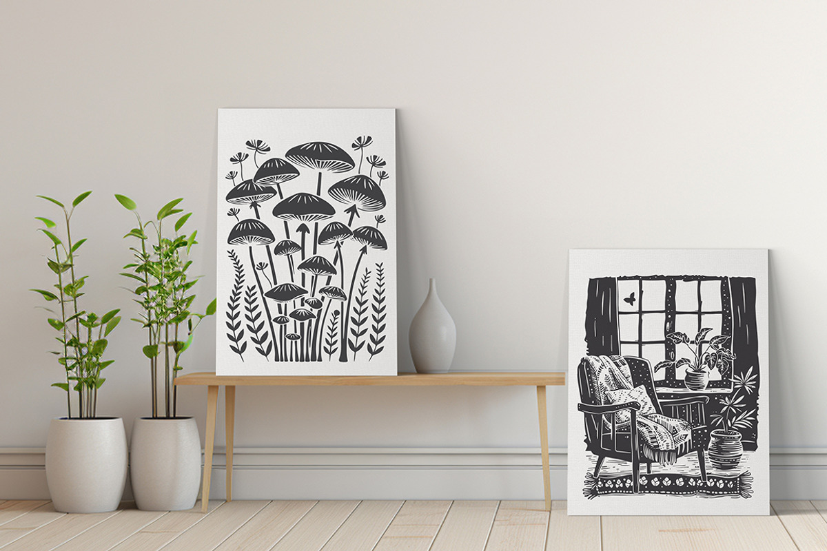 160 Cottagecore Linocut Collection, an Object Graphic by DariSmartArt (Photo 5 of 20)