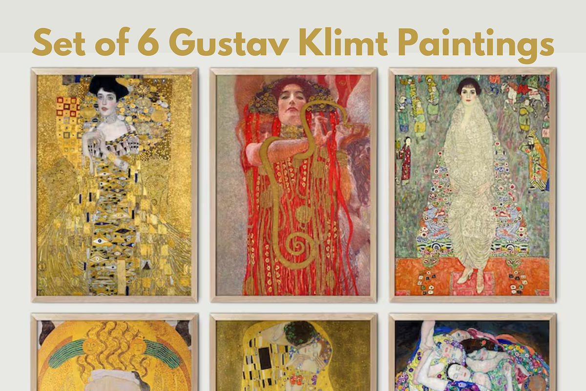 KLIMT 6 Posters セット Set of 6 Gustav Klimt Paintings, an Object Graphic by