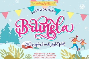 Brunela - Handrawn Calligraphy font, a Script Font by SHEILLA