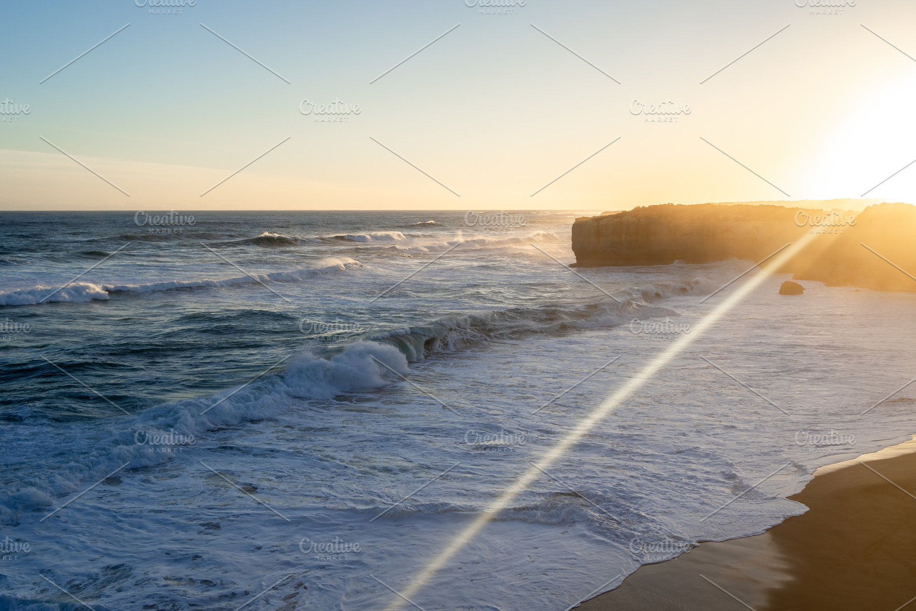 Sunset at London Bridge, Twelve Apostles, Great Ocean Road, Aust, a Nature Photo by GoodGoods