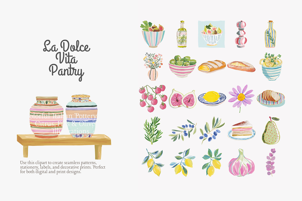 La dolce vita pantry clipart set, a Decorative Illustration by Patishop Art (Photo 9 of 10)