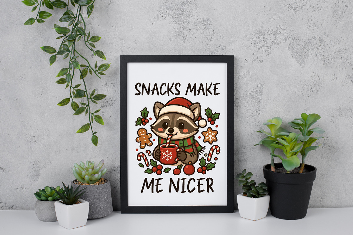 Christmas Raccoon Snacks Quote PNG, an Illustration by Daily.Designs (Photo 5 of 5)