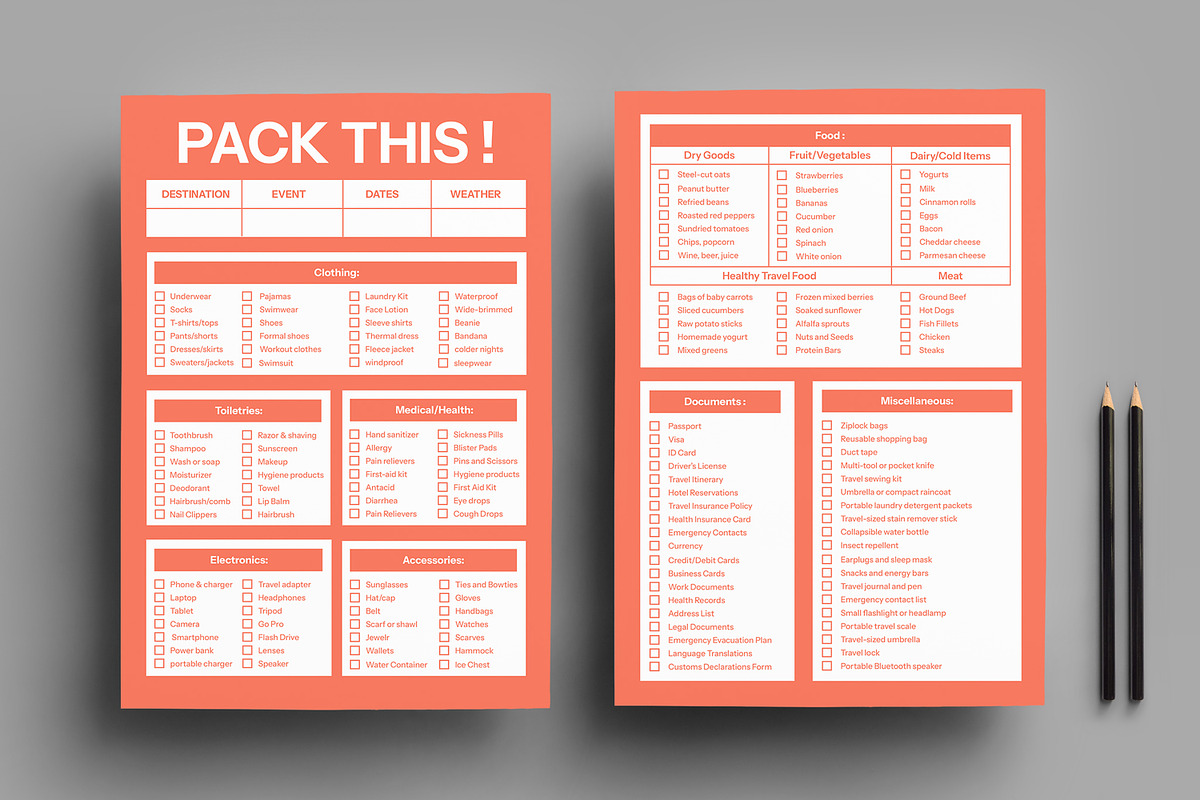 Travel Packing Checklist Template, a Stationery Template by MightyDesign (Photo 1 of 8)