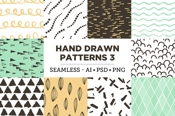10 Seamless Hand Drawn Patterns v.3 preview 4