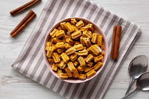 Healthy Mini Churros Breakfast with Whole Milk, a Food & Drink Photo by LiudmylaChuhunova