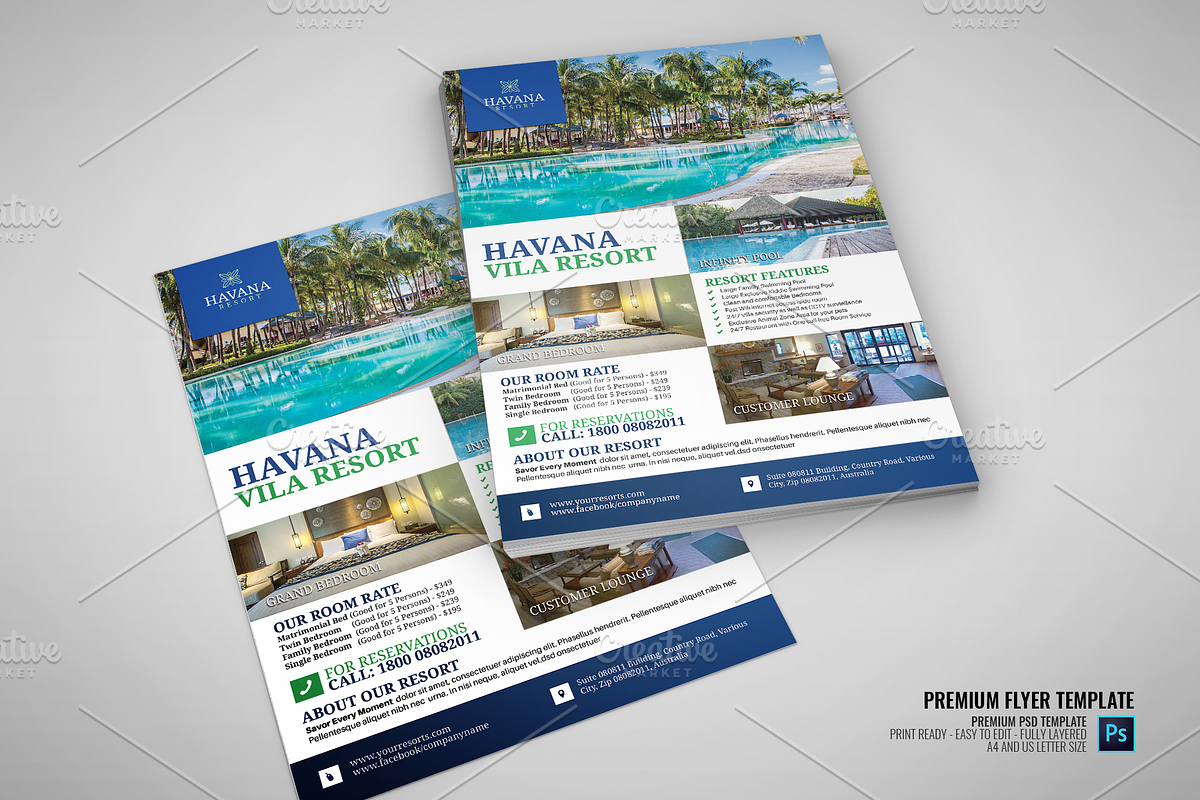 Vacation Resort Flyer, a Flyer Template by PSDPixel