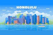 Honolulu Hawaii skyline illustration, an Illustration by Sky and glass (Thumbnail 2 of 6)