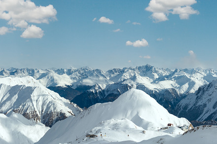 Silvretta Alps winter view (Austria). Panorama., a Nature Photo by YuriyB