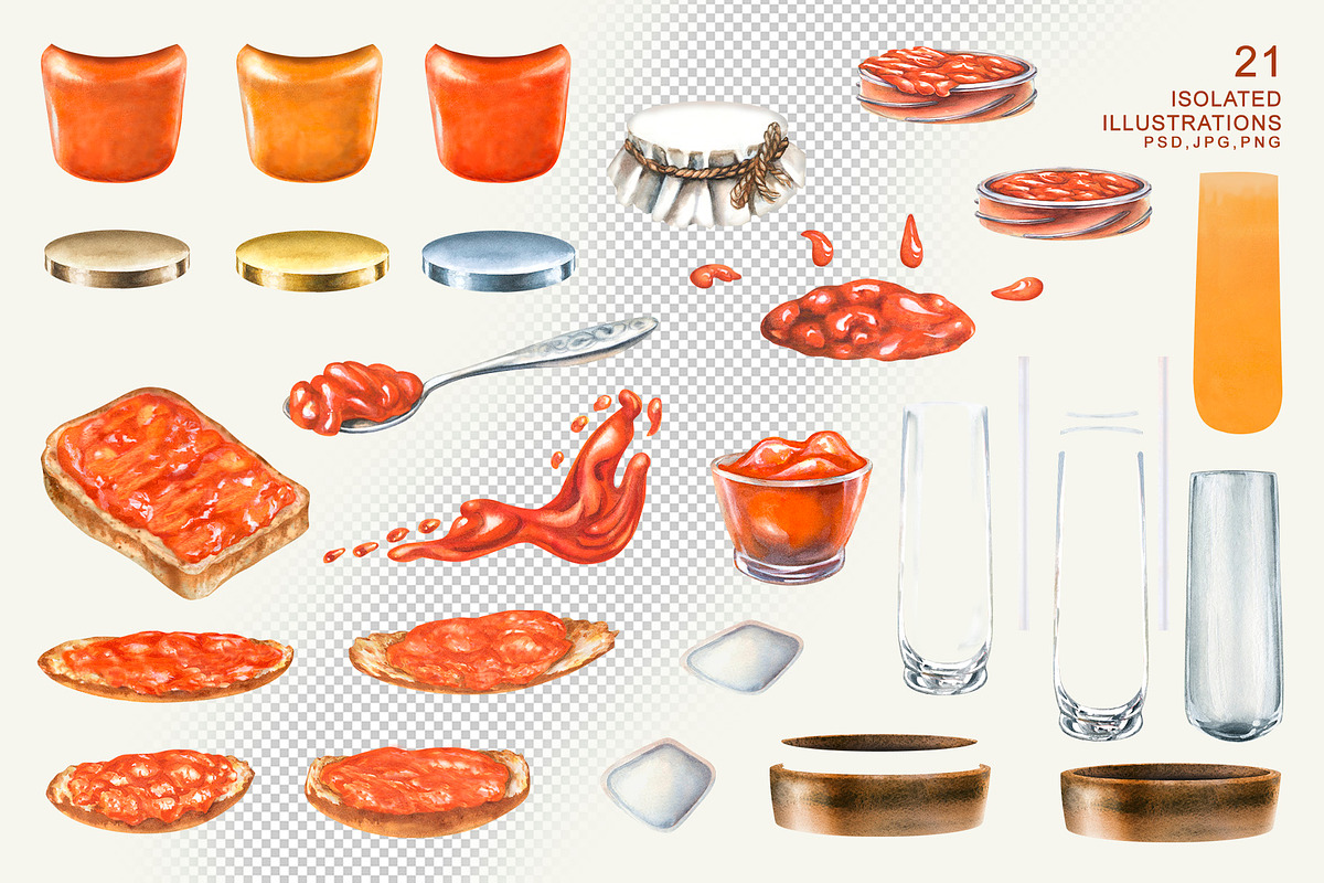 Apricot Jam & Juice, watercolor, a Food Illustration by EL_SUHOVA (Photo 2 of 14)