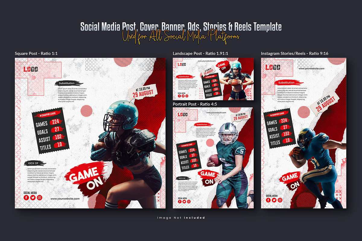 Football Soccer Social Media Post, a Social Media Template by Creative_View (Photo 4 of 8)