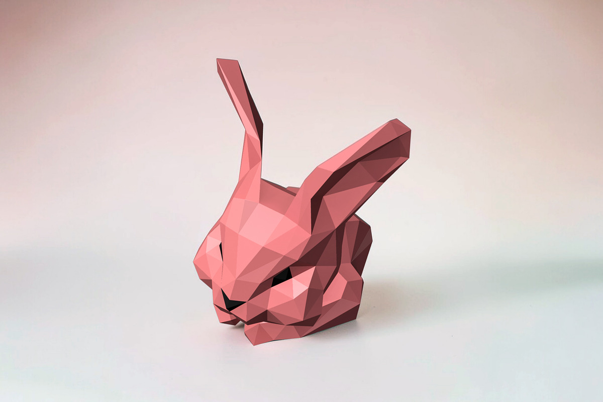 Rabbit bust - 3d papercraft, a Print Template by PAPER amaze