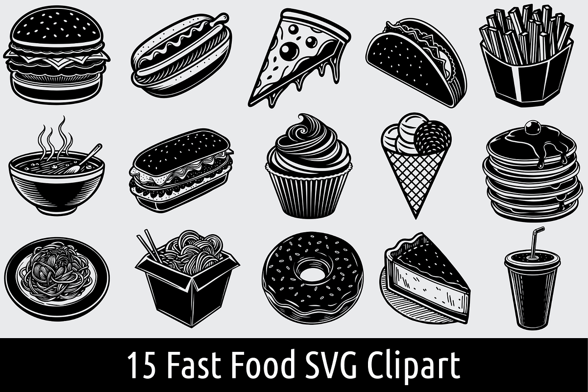 Fast Food & Drink SVG Food Cliparts, an Object Graphic by Palleon