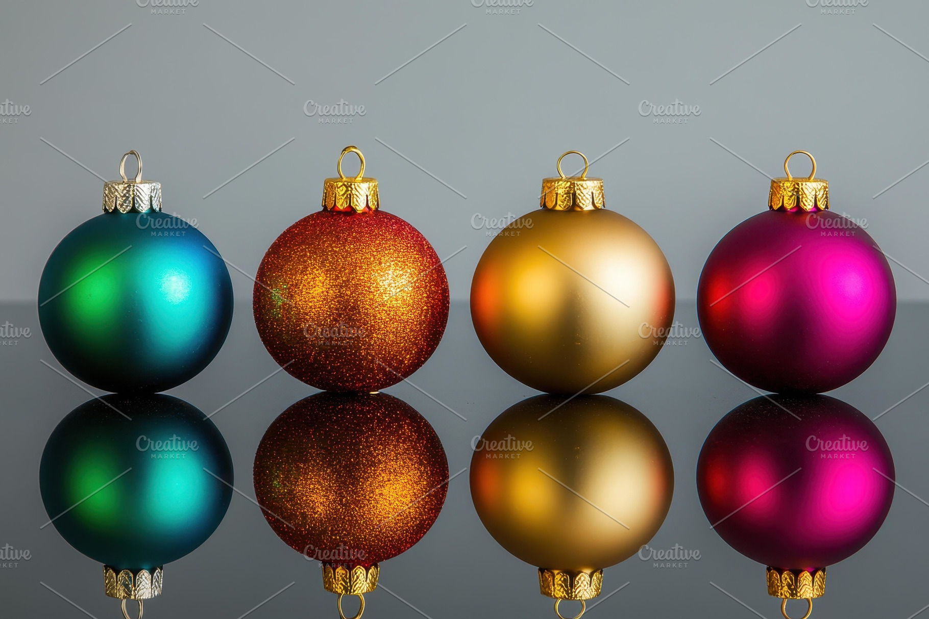 Christmas ornaments in vibrant color, a Photo by Tanuart
