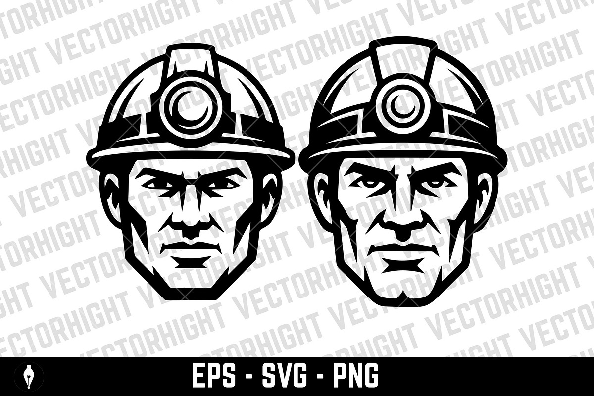 Vector logo of a focused miner, a Person Illustration by Vectorhight (Photo 5 of 5)