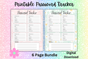 Password Tracker Printable PNG