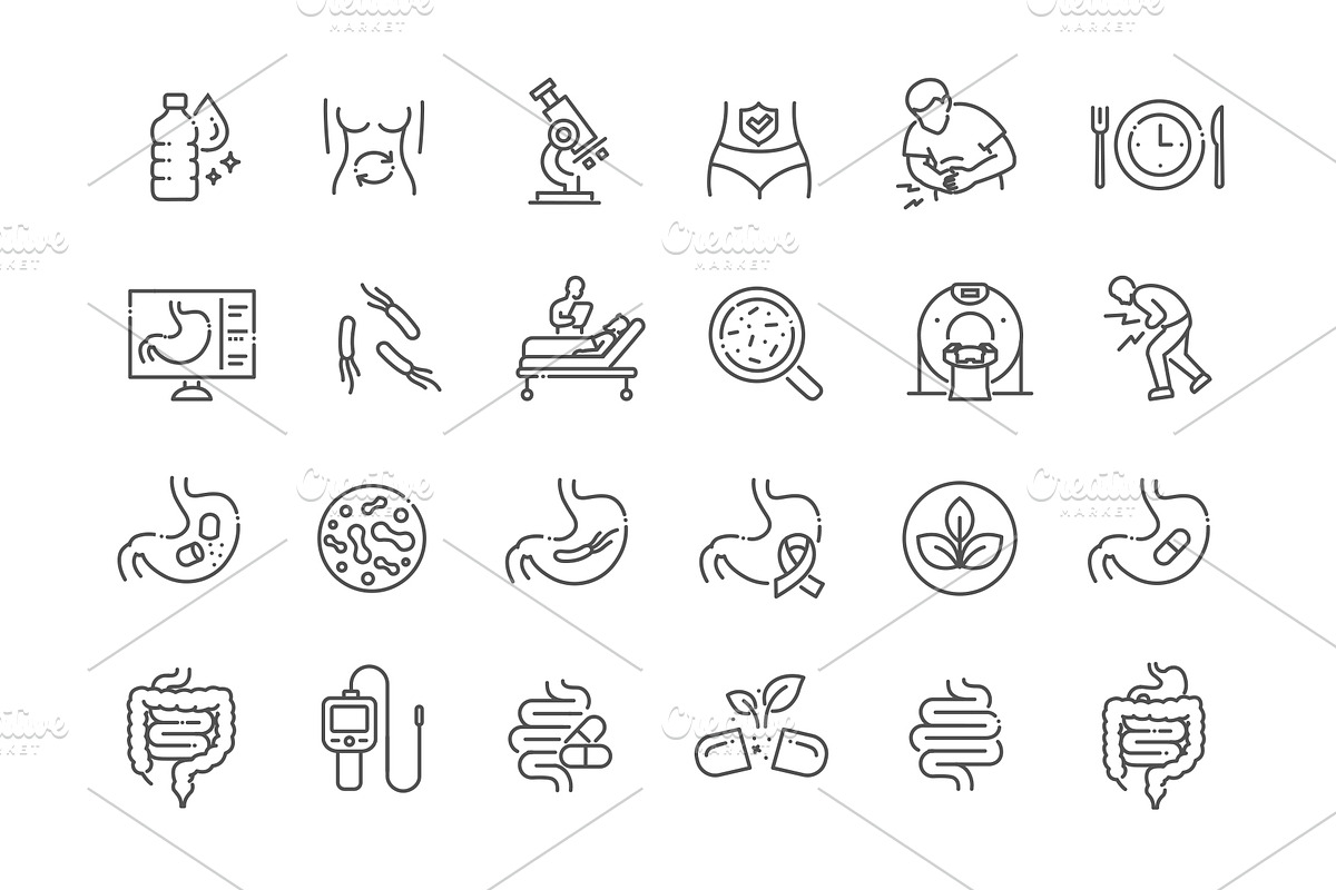 Digestive System Icons Set, an Outline Icon by Tettygreen (Photo 2 of 2)