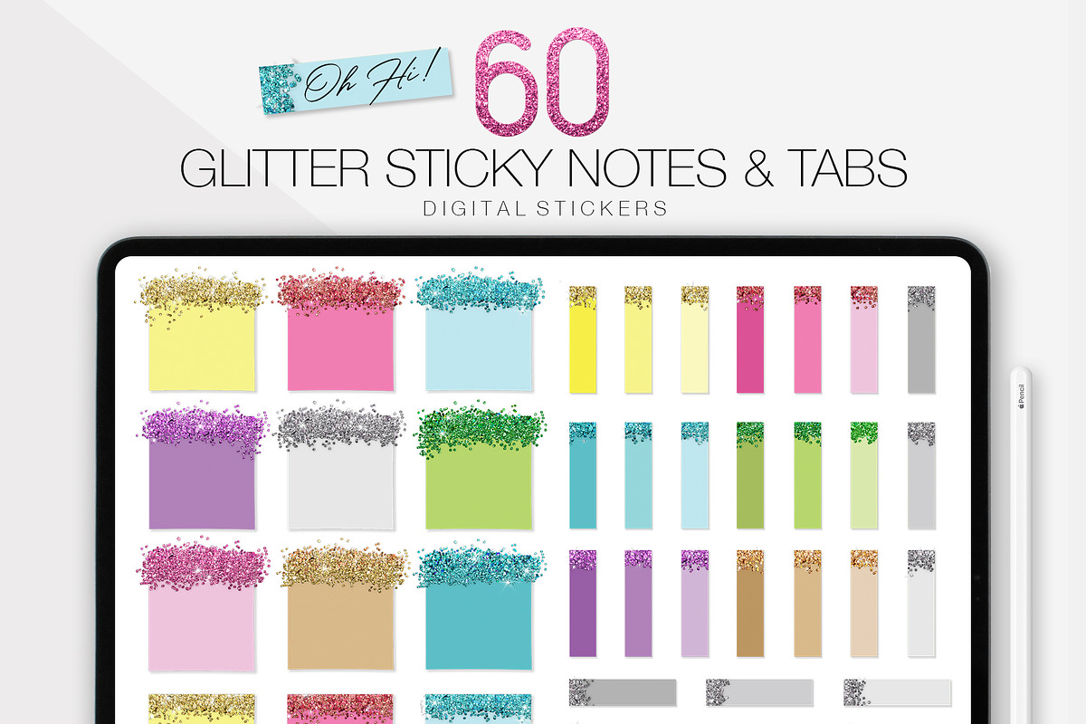 60 Glitter Tipped Sticky Notes, an Object Graphic by Type Maven (Photo 1 of 3)