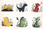 Baby Dragon Clipart Set, an Illustration by DreamCafeArt (Thumbnail 4 of 8)