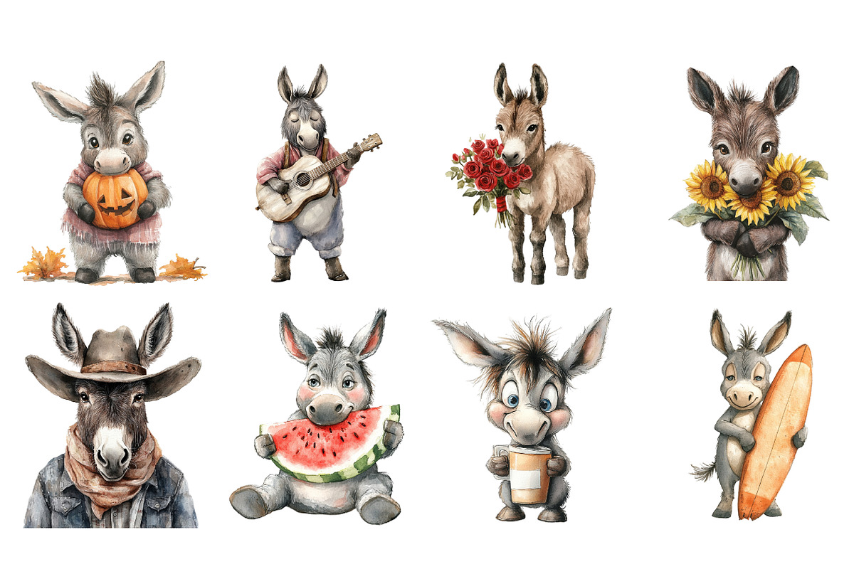 Cute Funny Donkey Sublimation Clipar, an Illustration by Daily.Designs (Photo 3 of 3)