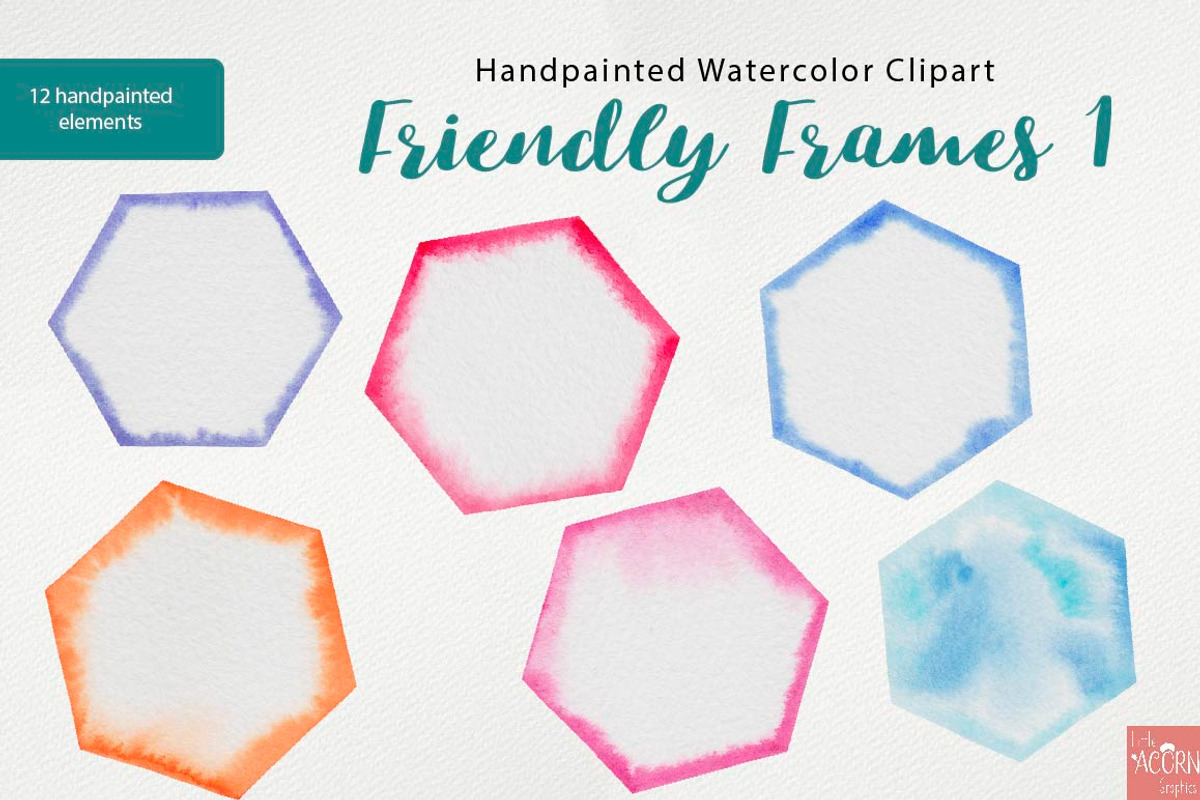 Watercolor Friendly Frames 1 PNG, an Object Graphic by LittleAcornGraphics (Photo 4 of 6)