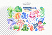 Watercolor Underwater Clipart, an Animal Illustration by OllyKo Art (Thumbnail 2 of 6)