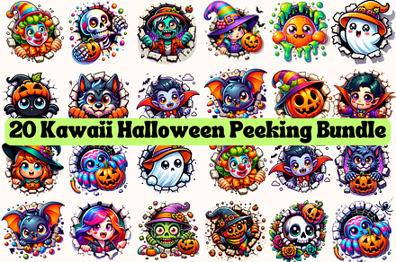 Kawaii Halloween Peeking Bundle