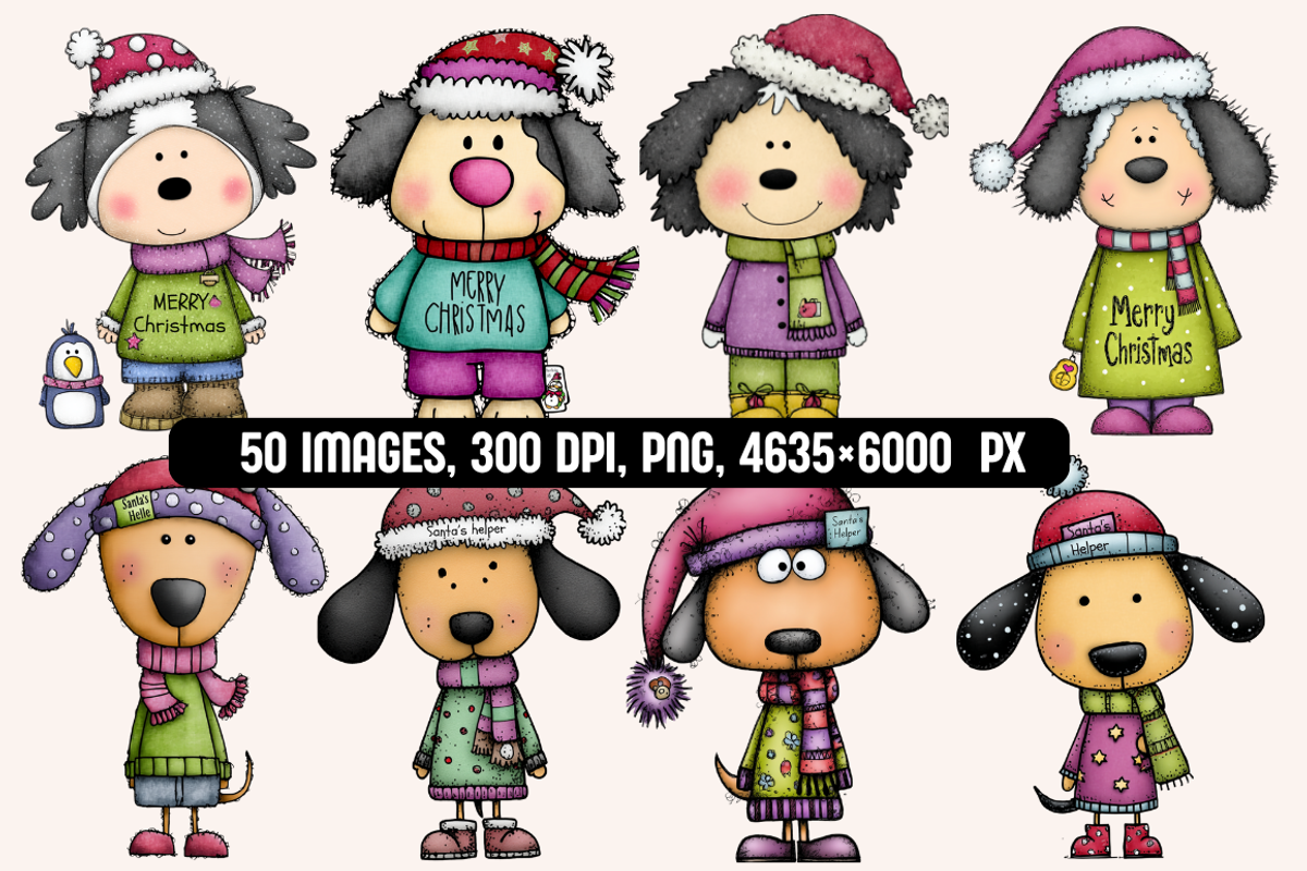 Quirky Christmas Dogs illustrations, an Animal Illustration by PrintHaven Designs (Photo 4 of 9)