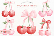 Coquette Cherries with Pink Bow, a Food Illustration by Chonnieartwork (Thumbnail 1 of 4)