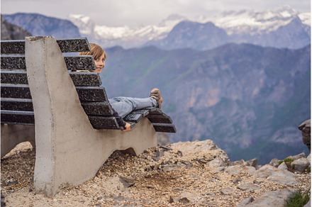 Boy tourist on background of, a Nature Photo by Elizaveta Galitskaya
