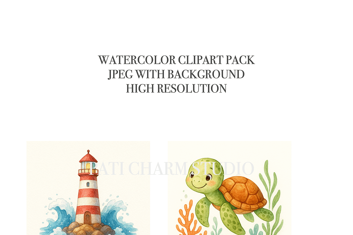 Beach Clipart Set, a Decorative Illustration by Pati Charm Studio (Photo 4 of 7)