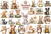 Cute Woodland Animal Clipart, an Illustration by Watercolor design (Thumbnail 1 of 9)