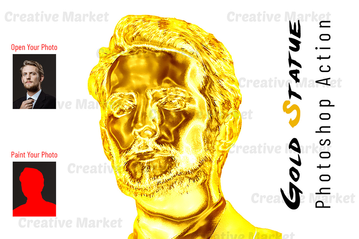 Gold Statue Photoshop Action, an Action Add-On by Studio Retouch (Photo 1 of 10)