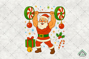 Funny Bodybuilder Santa Claus PNG, an Illustration by Craft Nest