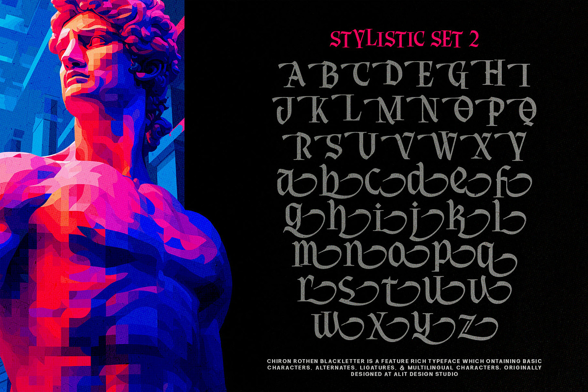 Chiron Rothen Typeface, a Blackletter Font by alit design (Photo 13 of 20)