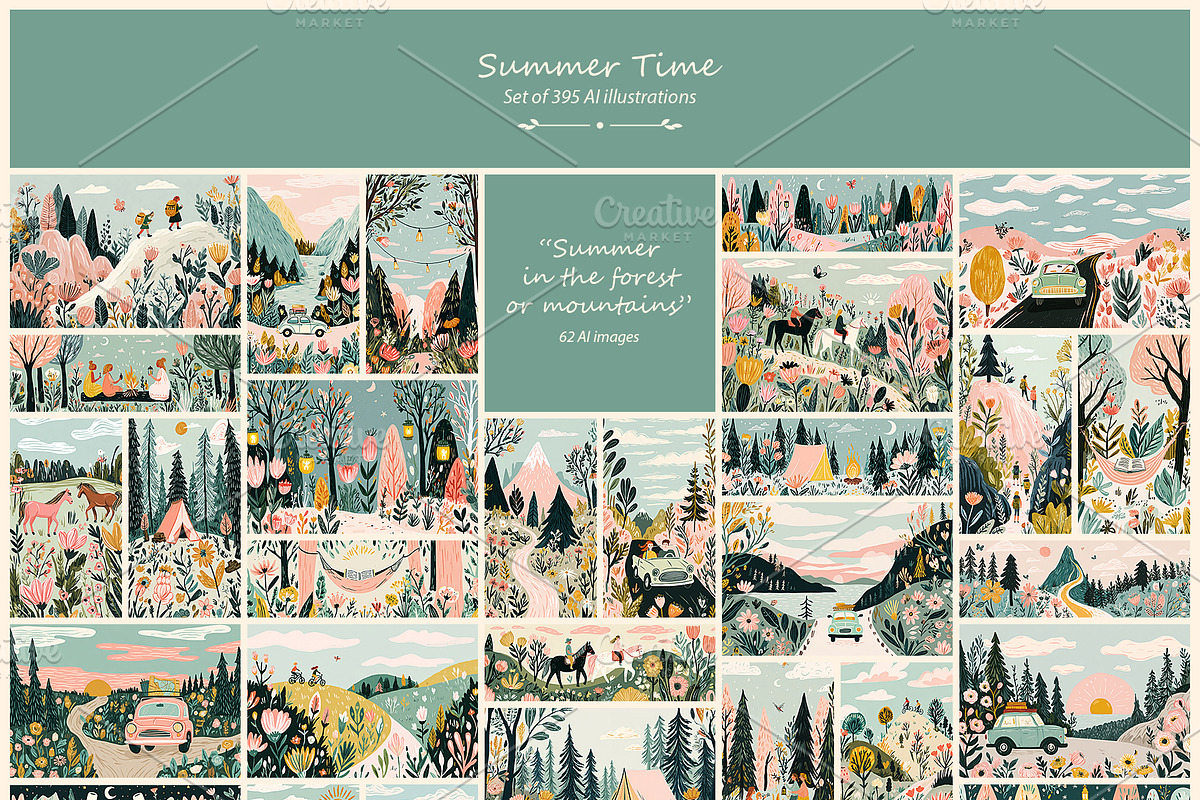 Summer- 395 AI illustrations, a Seasonal Illustration by Pundateam (Photo 6 of 9)