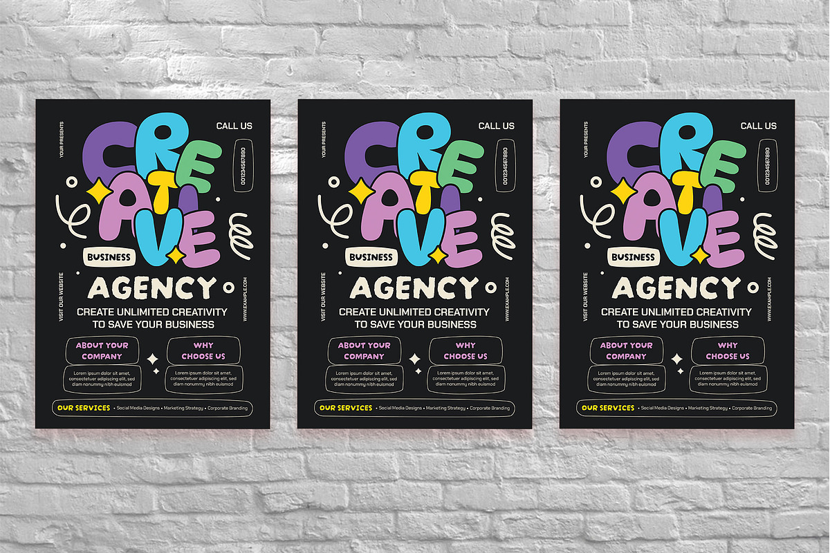 Black Creative Agency Business Flyer, a Flyer Template by Aiyari Graphic (Photo 3 of 3)