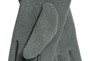 A pair of gray wool gloves with dark gray ribbed cuffs, isolated, a Beauty & Fashion Photo by ndanko