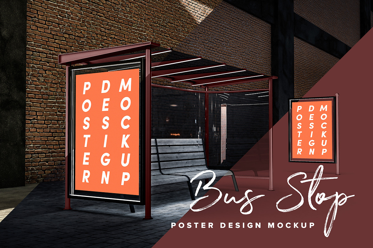Poster Design Mockup (Bus Stop), a Print Template by illustrated (Photo 1 of 14)