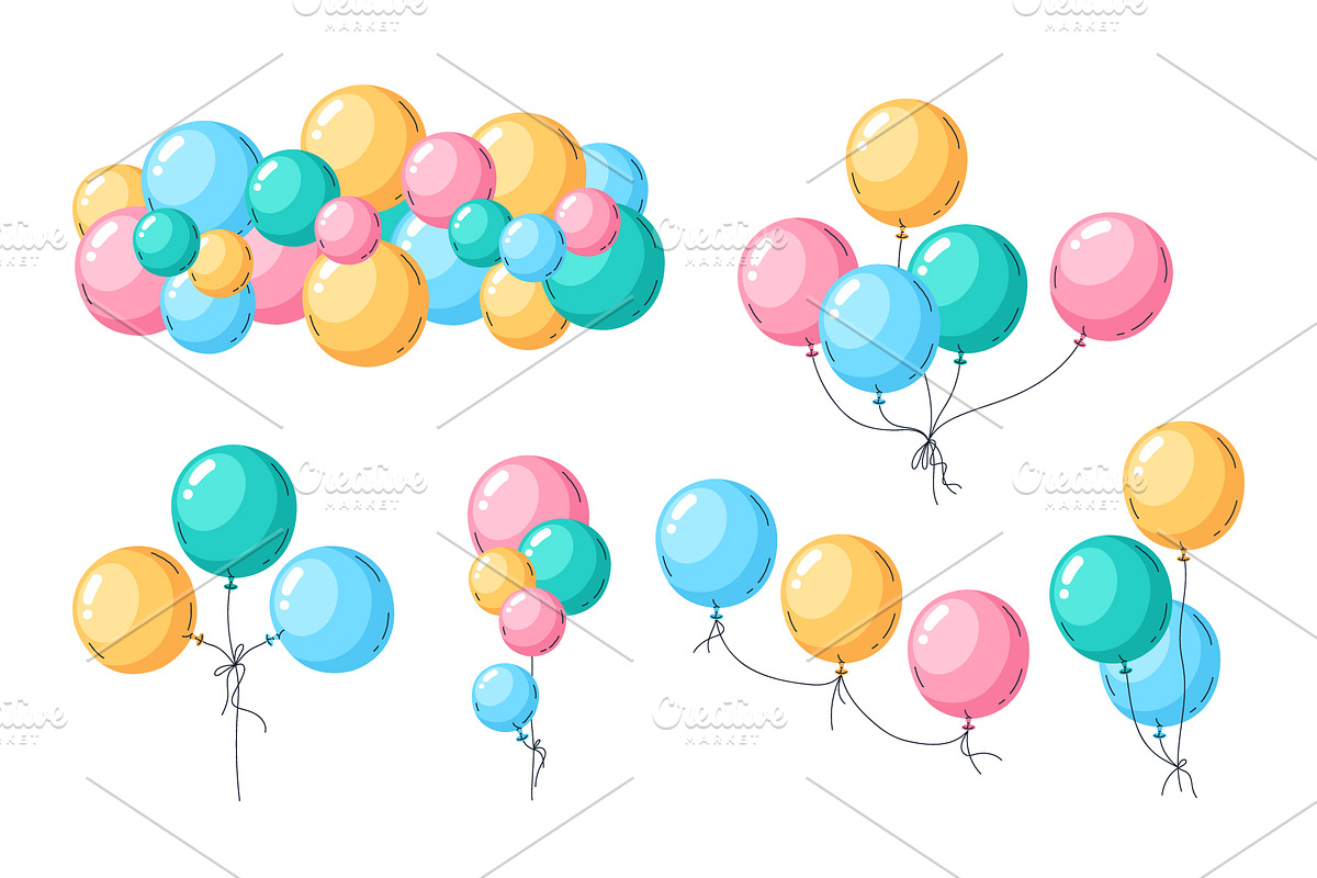 Colorful helium vector balloons, a Decorative Illustration by Torontotokio (Photo 5 of 6)