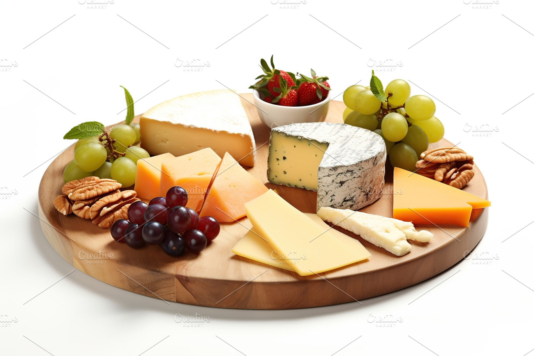 Various types of cheese on white background, a Food & Drink Photo by AlyaAnd