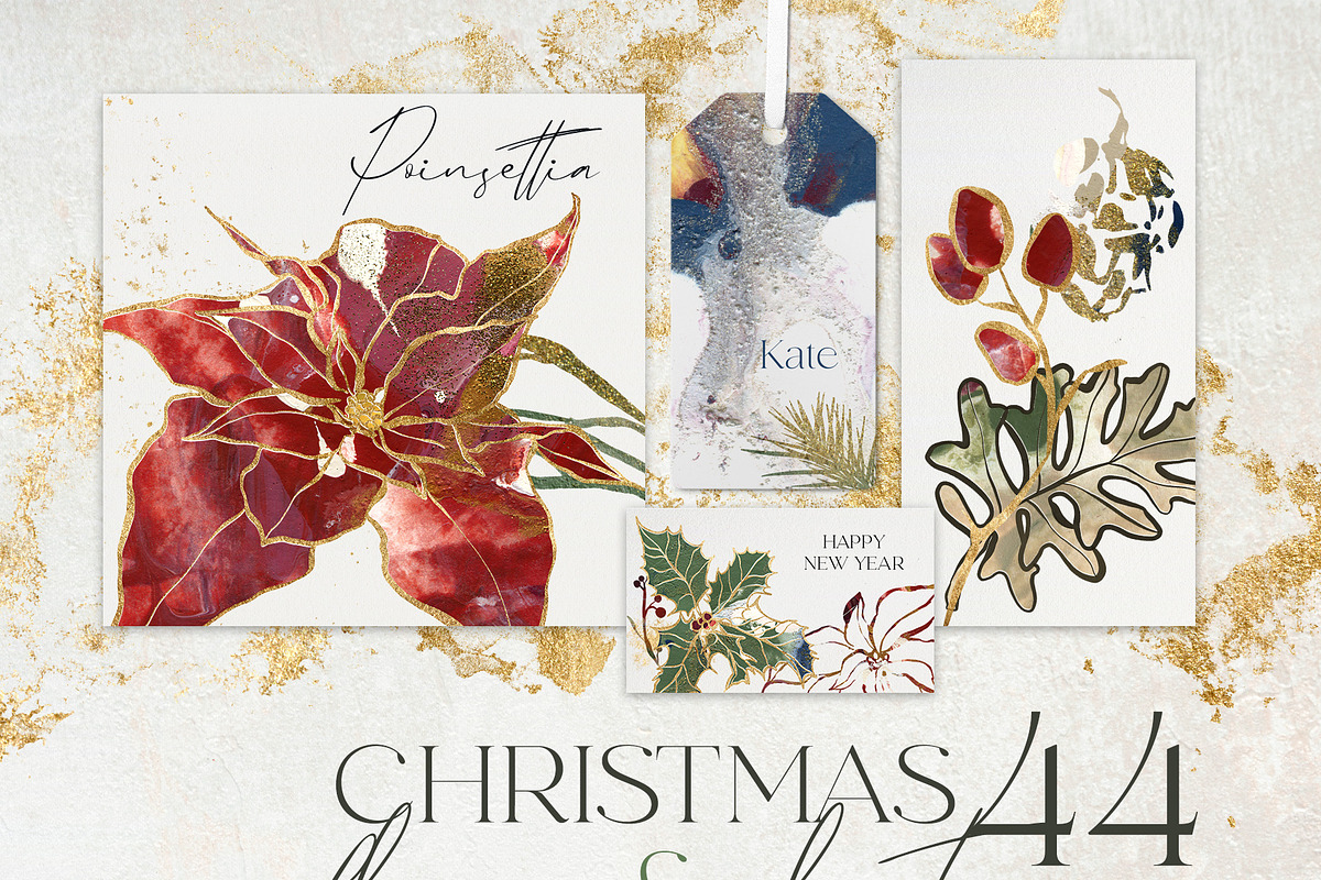 Christmas day flowers backgrounds, a Seasonal Illustration by Yuliya Derbisheva (Photo 8 of 20)