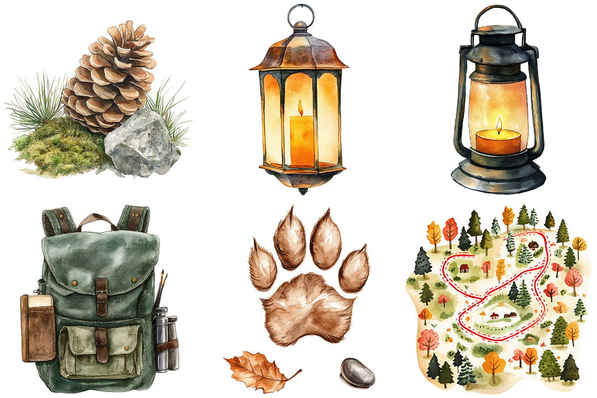 Watercolor Autumn Hike Clipart, an Illustration by Craft Nest (Photo 5 of 6)