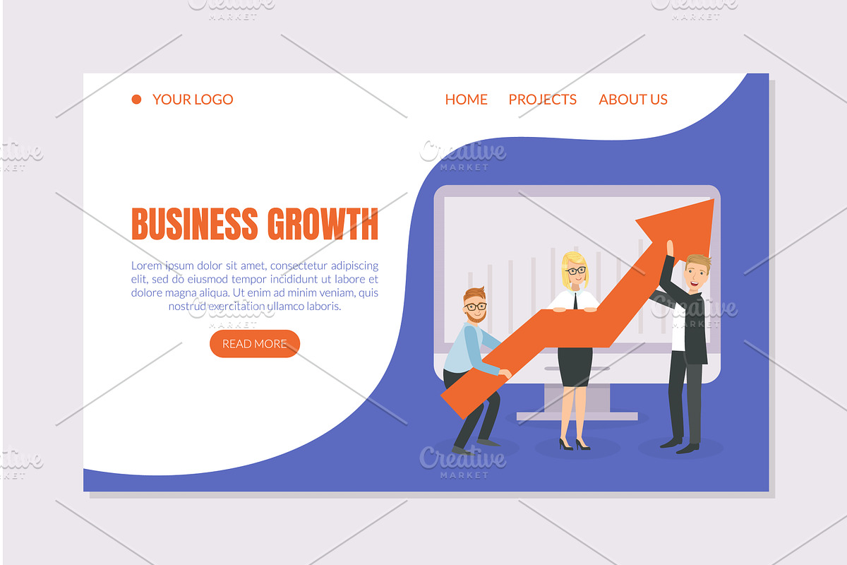 Business Growth Landing Page, a Person Illustration by TopVectors